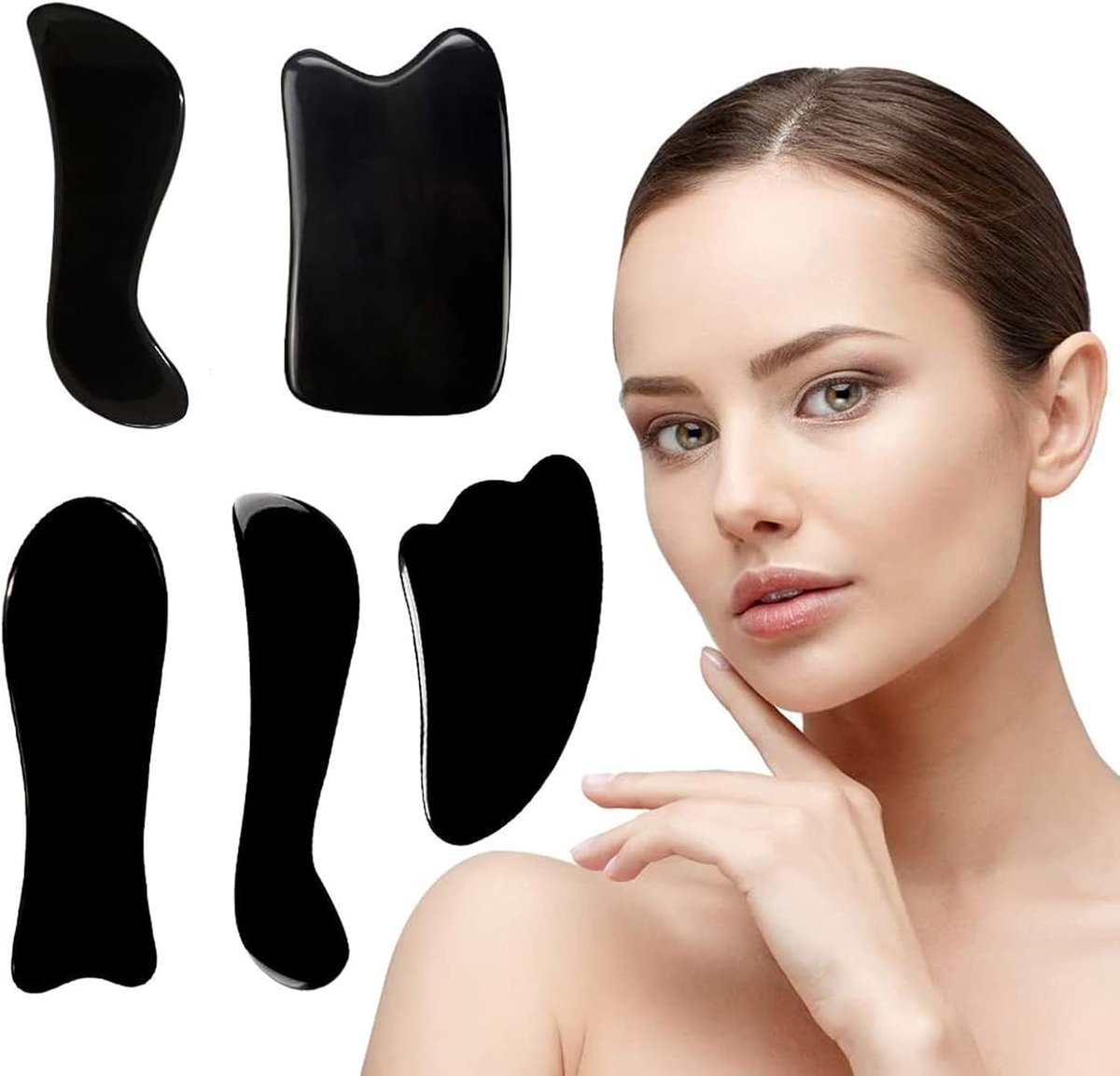 Hoorn Gua Sha Set Guasha schrapen massage tool board (set van 5 stuks)
