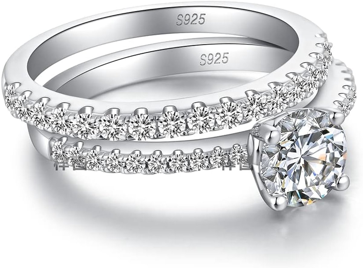 zilver verlovingsring trouwring zirkonia zilveren ringen trouwringen huwelijksringen, kubische zirkonia.,