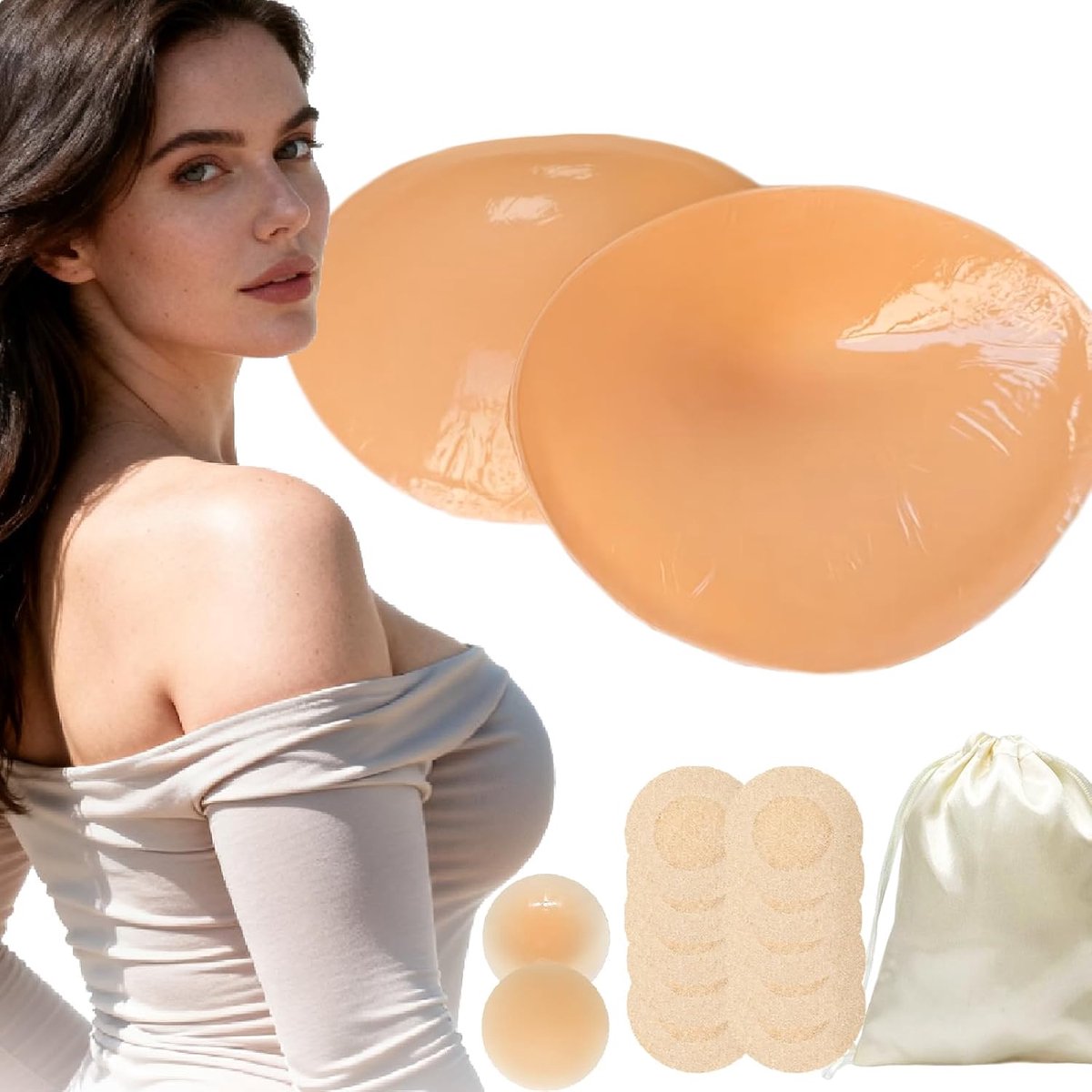 klevende beha-inzetstukken, zelfklevende push-up pads voor meer volume, herbruikbare en wasbare beha-pads
