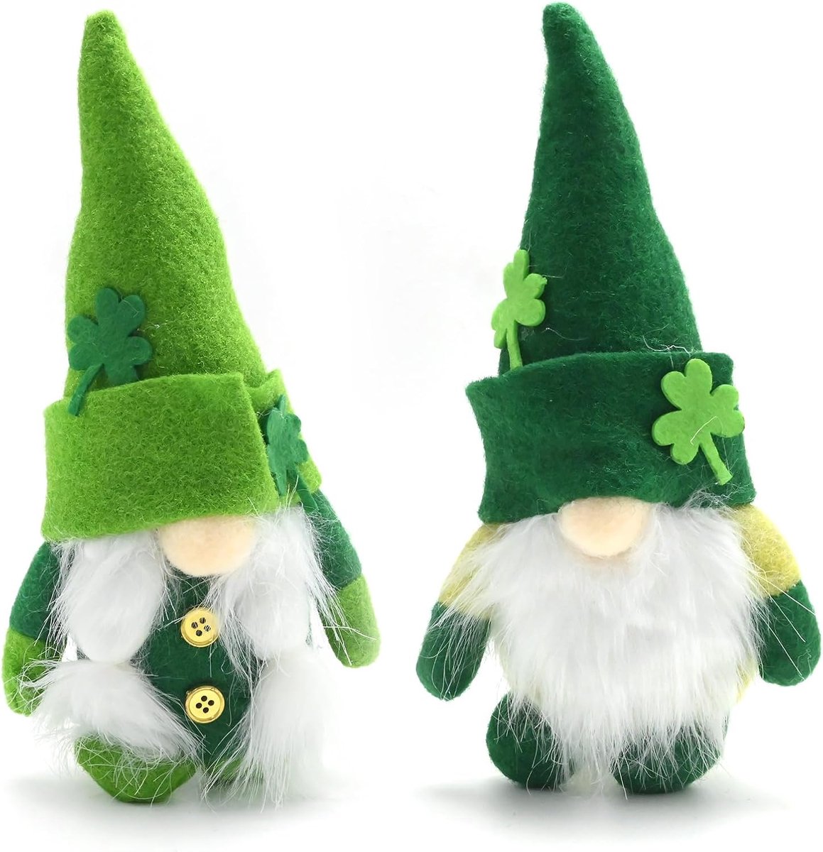 Kabouter decoraties 2-pack - Pluche Ierse kabouters - Groene klaverbladen - Voor St. Patrick's Day - ShopVlot