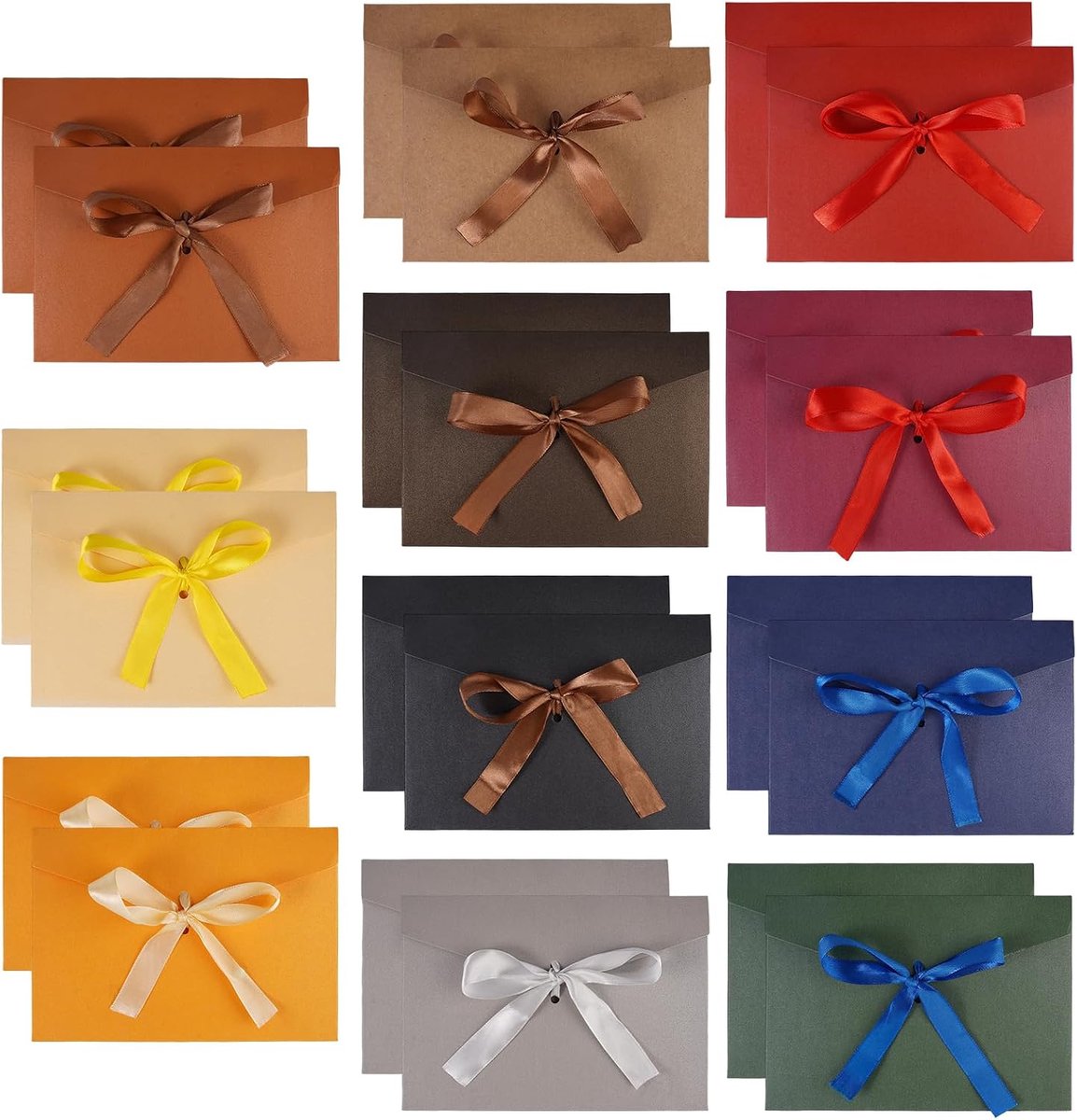 Enveloppen 12,4 x 17,5 cm - kraftpapier met linten - kleurrijk parelglanspapier - ShopVlot