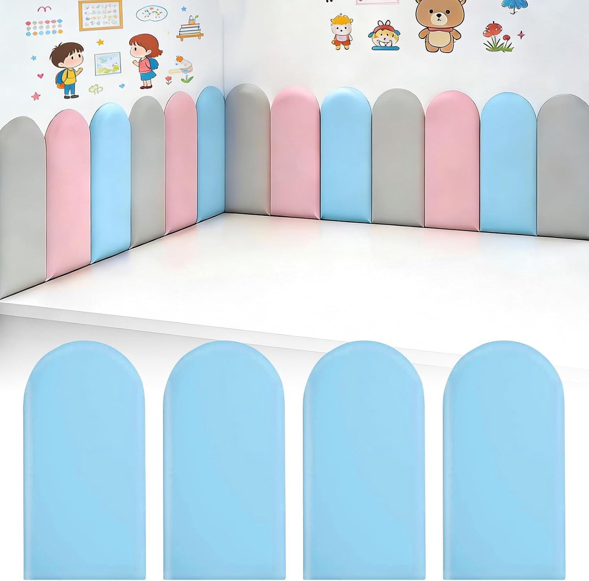 3D Wall Panels Foam Self-Adhesive, 4 Piece Set Decorative PU Waterproof Wall Surface Children's Room, Upholstered Wall - ShopVlot