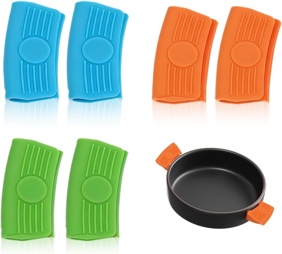 SnelShoppen - Pack van 3 Silicone Handgrepen voor Pannen, Warmtebescherming, Beschermhoes, Silicone Hulpstuk, Ovenplaat Houder, Gietijzeren Schotel, K