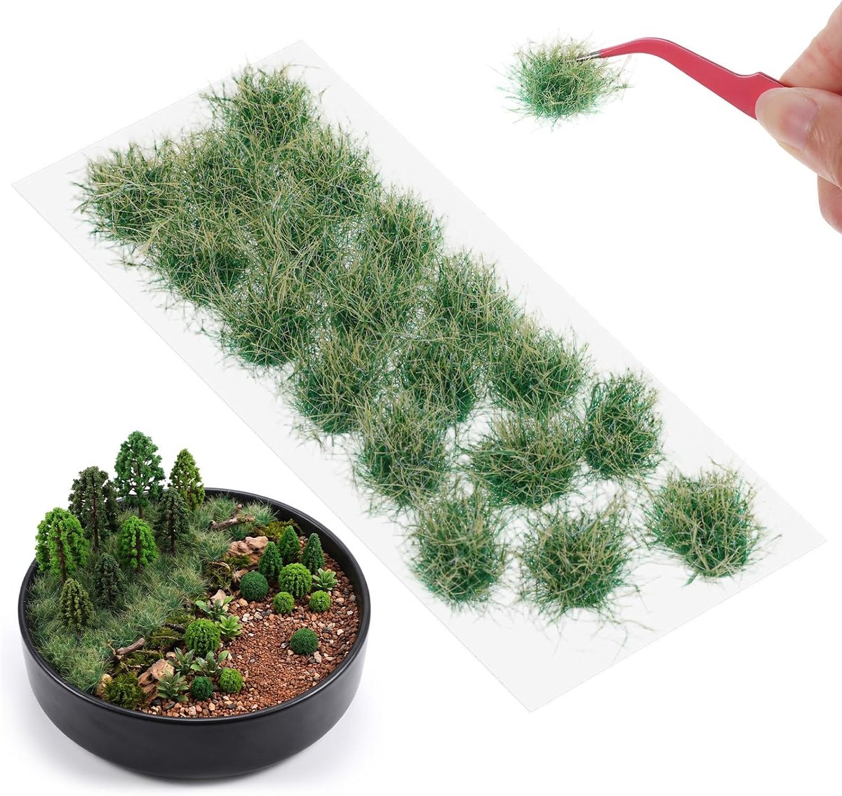 SnelShoppen - 20 Stuks Static Grass Tuft Gras Groves - Miniatuur Planten, Hoogwaardige Polyester en Nylon, Ideaal voor Modelbouw en Diorama Accessoire
