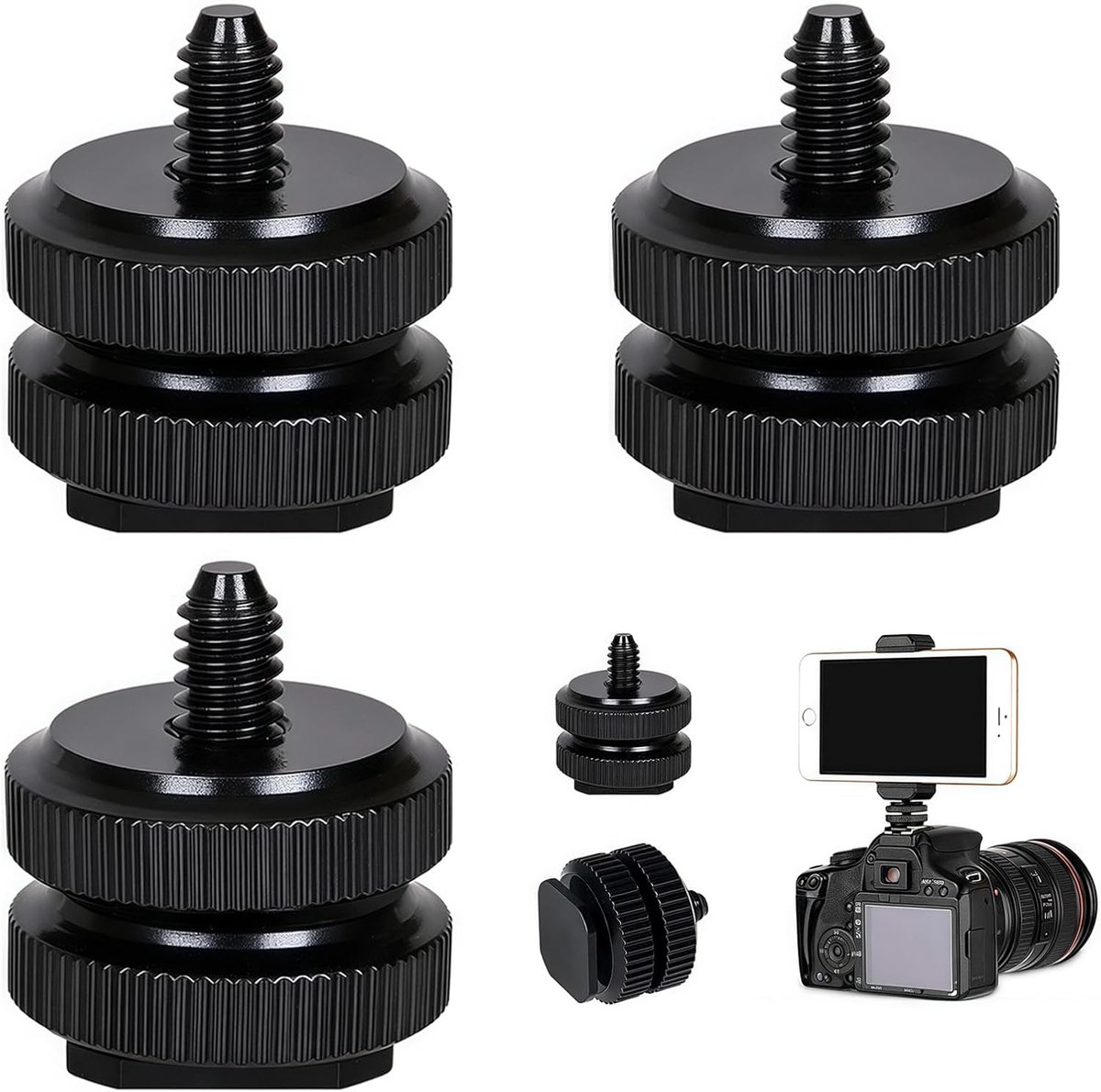 Hot shoe adapter 1/4 inch - dubbele bevestiging - stevige constructie - veilig monteren - ShopVlot