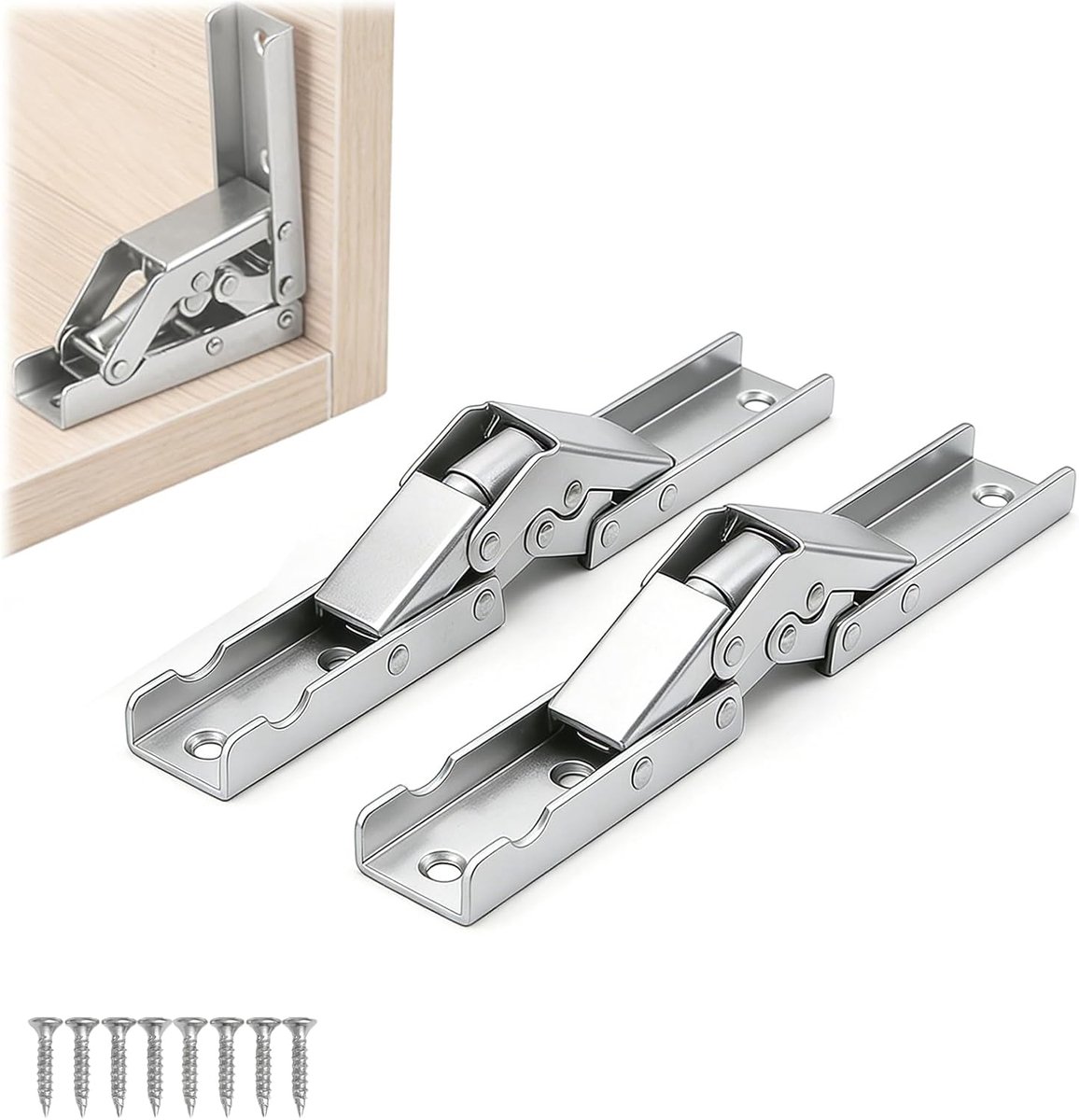 SnelShoppen - Onzichtbaar Scharnier voor Klapdeur - Reparatieplaat voor Deurscharnier - Meubelonderdelen voor Tafelframe - Roestvrij Staal - 90/180° -