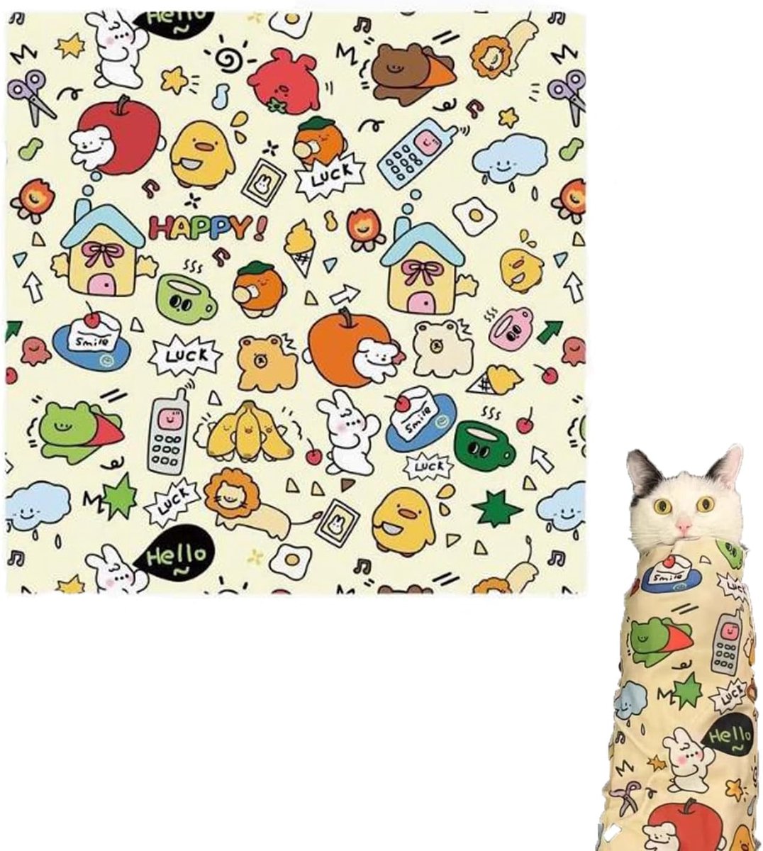 Large Cat Wrap, Soft Self Adhesive Cat Grooming Wrap, 70 x 70 cm, for Cutting Claws and Medicine, Eye Drops, Ear - ShopVlot