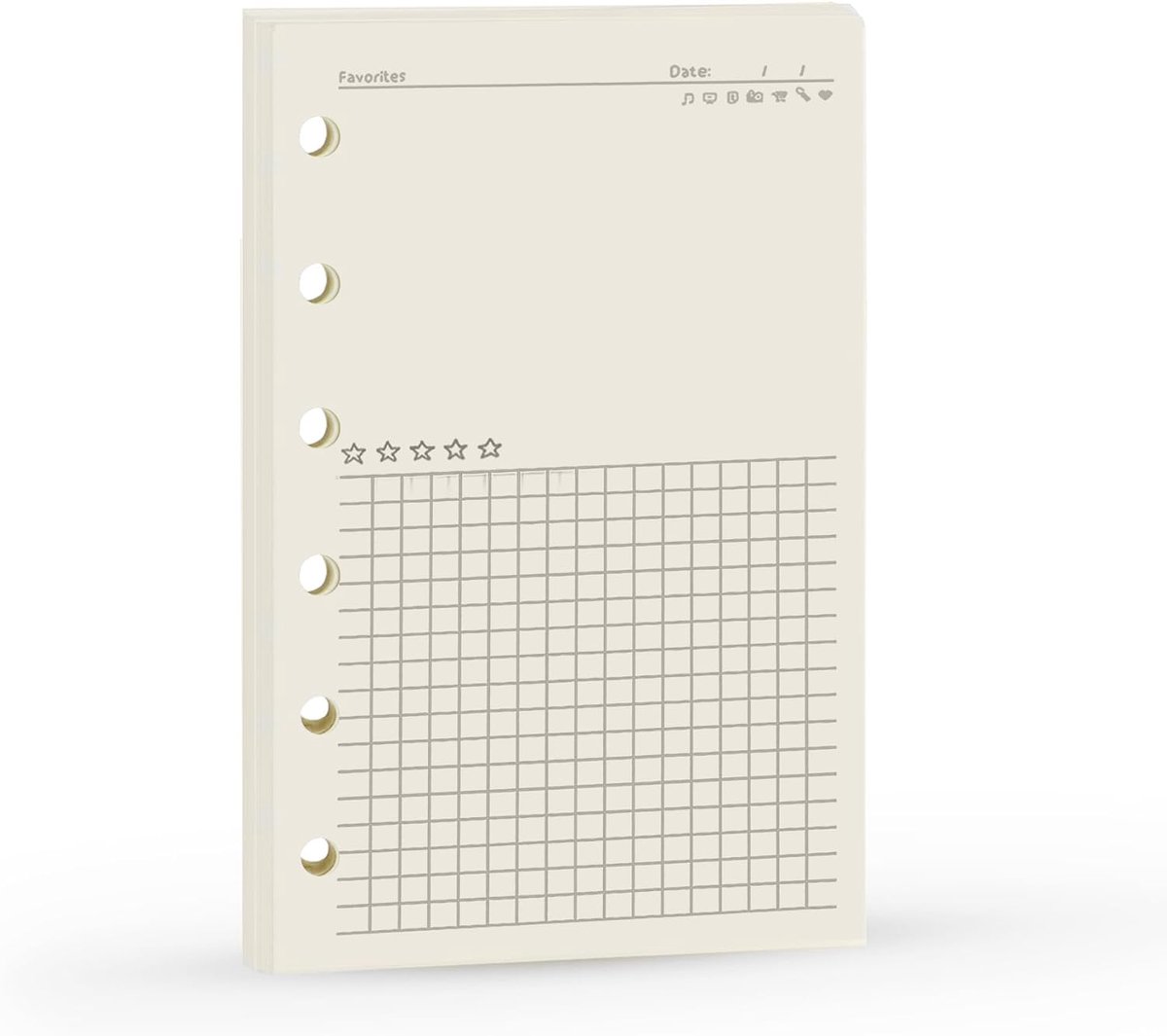 SnelShoppen - A7 Planner Navulling, A7 Agenda Navulling Dagelijkse Notities Papier voor Filofax, 6 Gaten/100gsm Papier Verwijderbare Planner Inlegblad