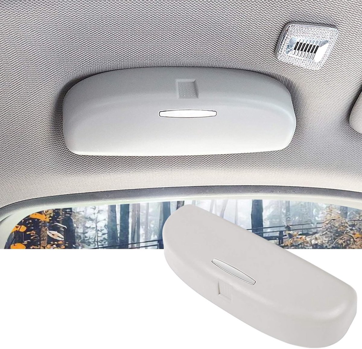 SnelShoppen - Zonnebril Houder voor BMW 1, 3, 5, 7 Series, Brilcase, Interieur Auto, Grijs, Hoogwaardig ABS, Geschikt voor Dikke Zonnebrillen