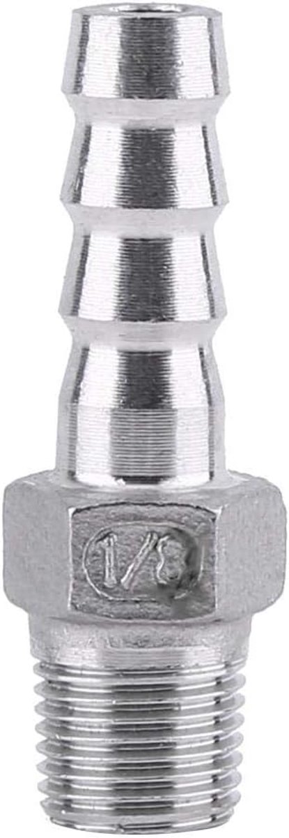 SnelShoppen - Barb Fittingen RVS SS304 Mannelijke Draad Pijpkoppeling Slang Achteraansluiting BSP 1/8"~3/4" Barb Plug Adapter voor Luchtleidingen (1/8