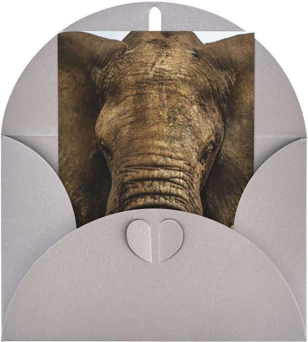 Wenskaart Olifant - Jubileumkaart Bedankkaart - Alle Gelegenheden - Parelmoer Papier - 109 x 152 cm - Grijs
