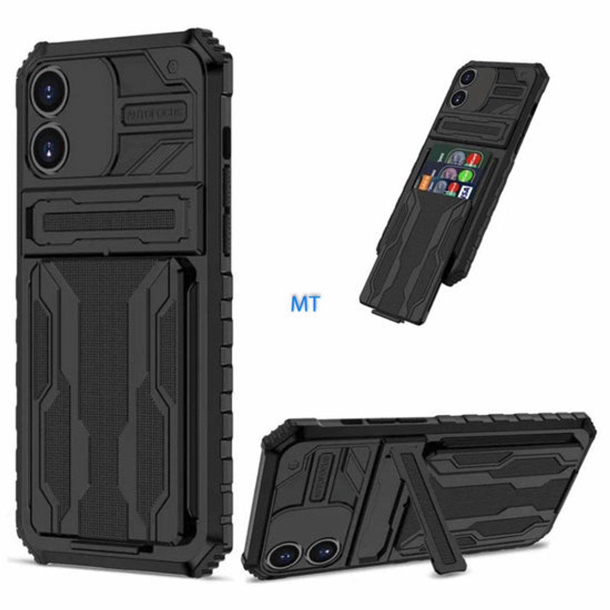 GREEN ON Armor Card Holder Anti Shock Case Galaxy A32 5G - Zwart