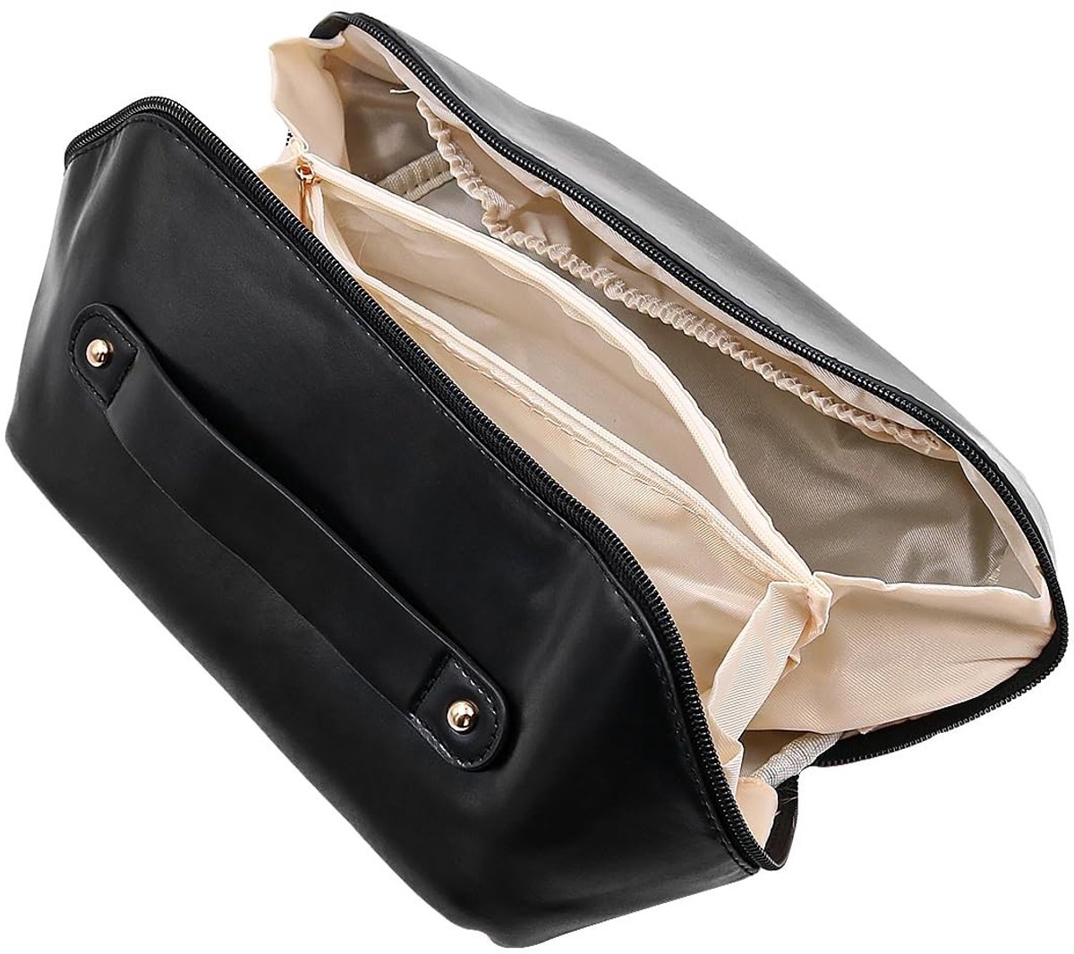 Omgoods- Cosmeticatas grote capaciteit - toilettas dames - make-uptas - waterdichte organizer - zwart - 23x12cm