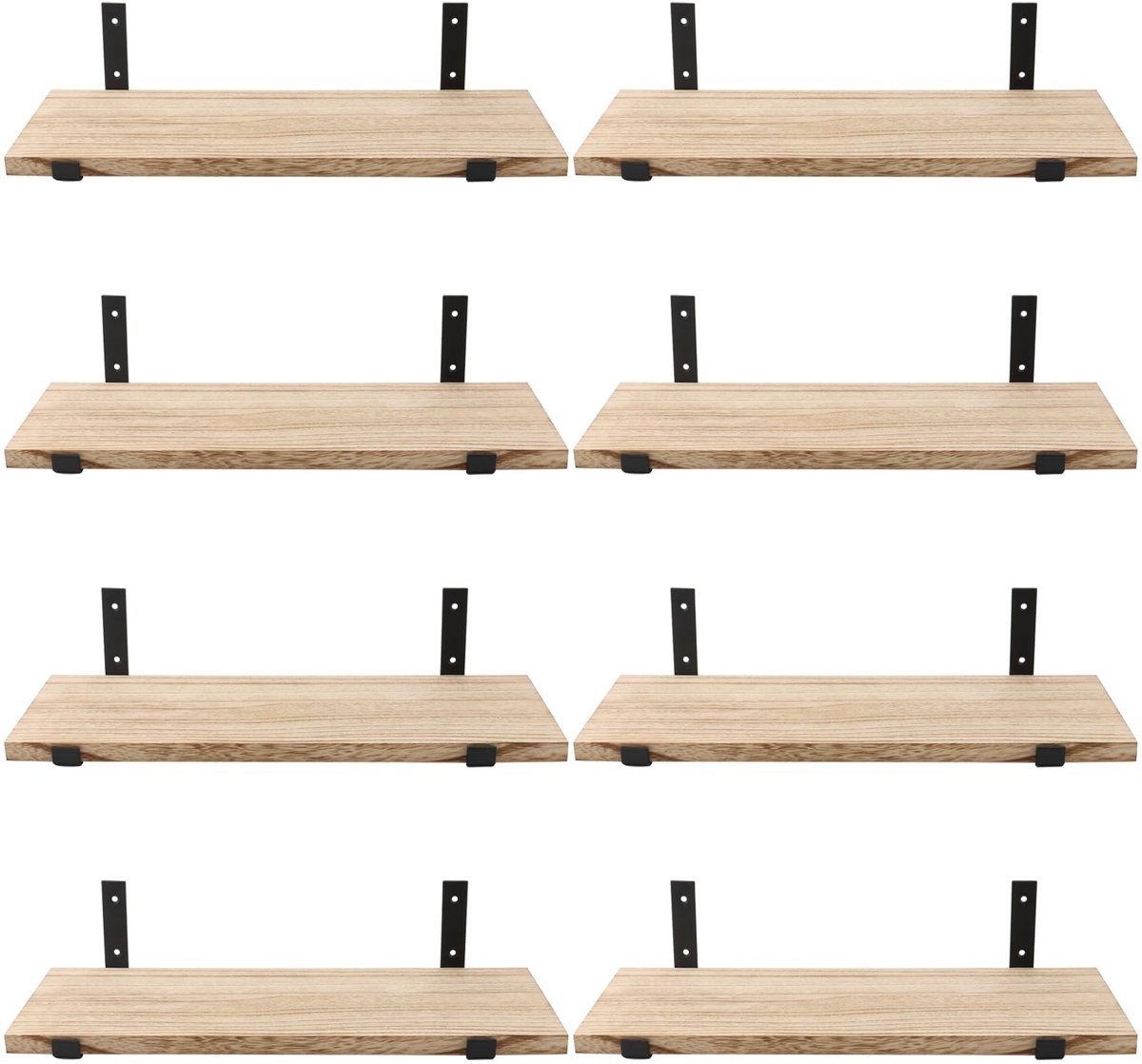 Omgoods- Zwevende Planken Set van 8 - Wandplanken Hout - Rustieke Wandplanken - 40 x 15 x 1,5 cm - Inclusief Schroeven - Perfect voor Slaapkamer/Bureau