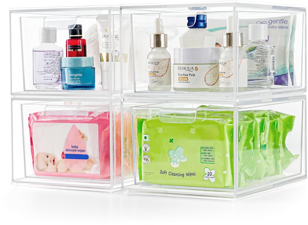 Omgoods - 2-Pack Acryl Opbergdozen met Lades voor Make-up en Organizers