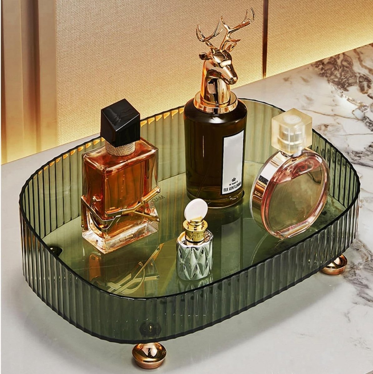 Omgoods - Makeup Organizer Tray - Groene Cosmetica Organizer voor Badkamer