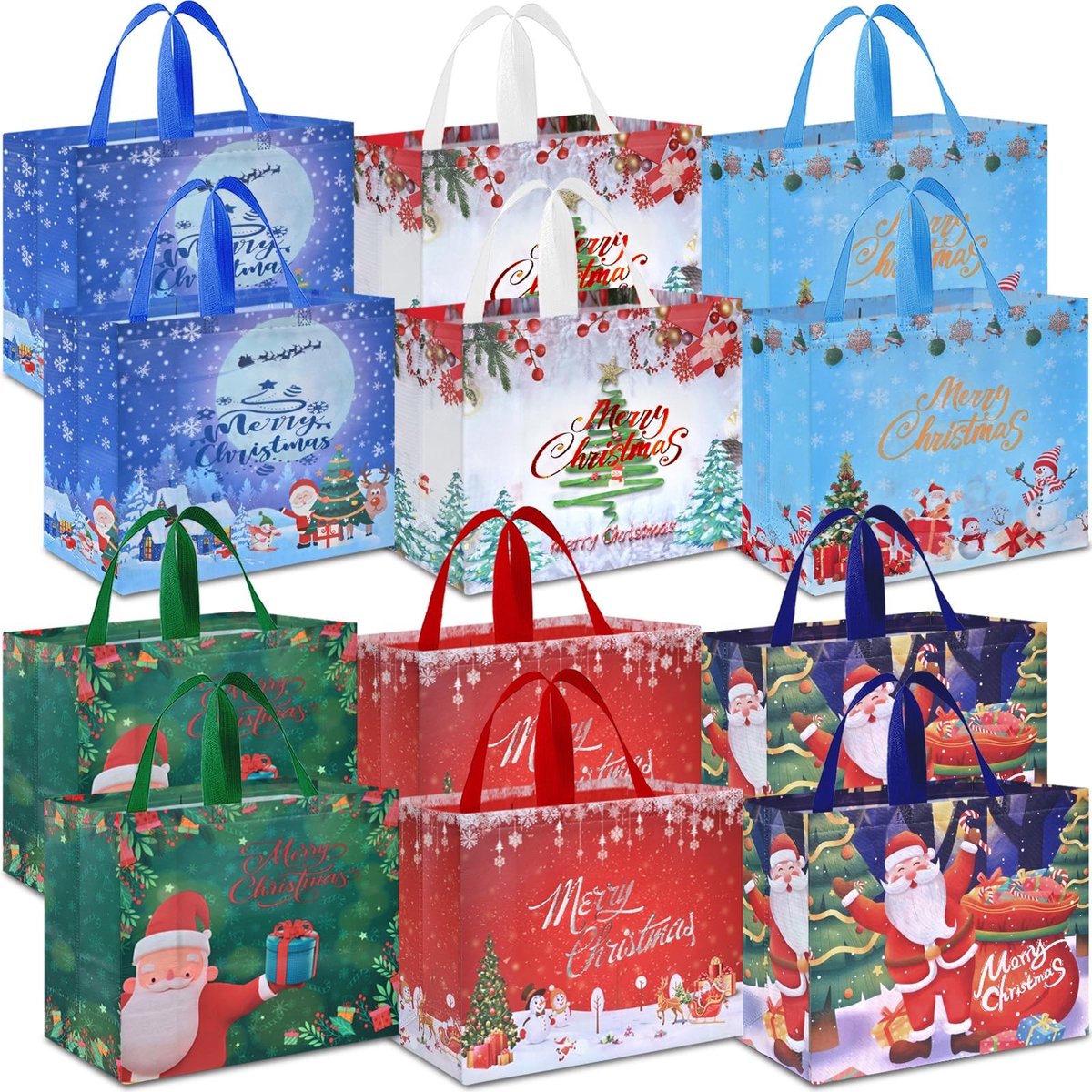Omgoods - Multifunctionele Kerstcadeautassen met Handvatten (12 Stuks)