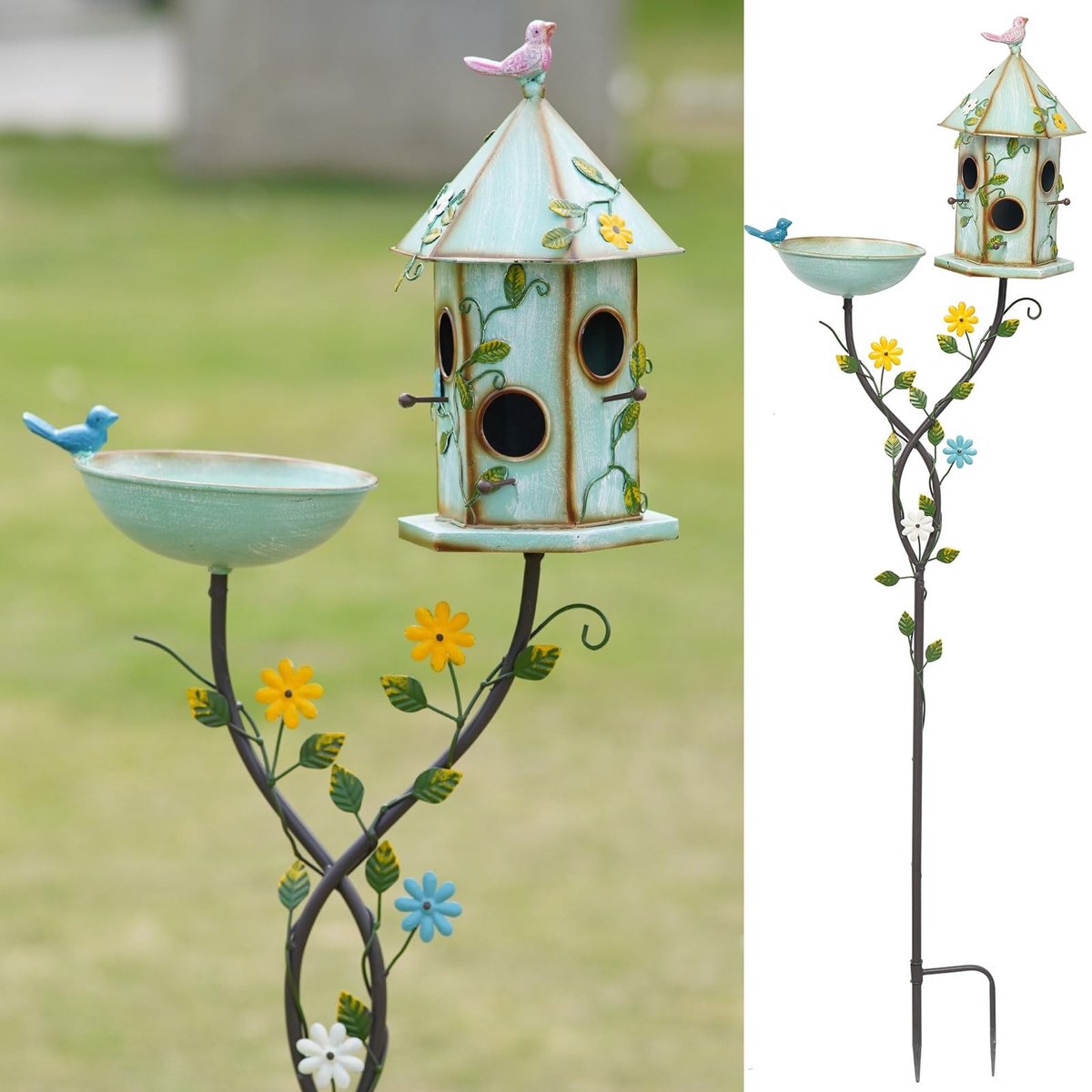 Omgoods - Buiten Vogelbad en Voederhuis - Elegante Tuindecoratie
