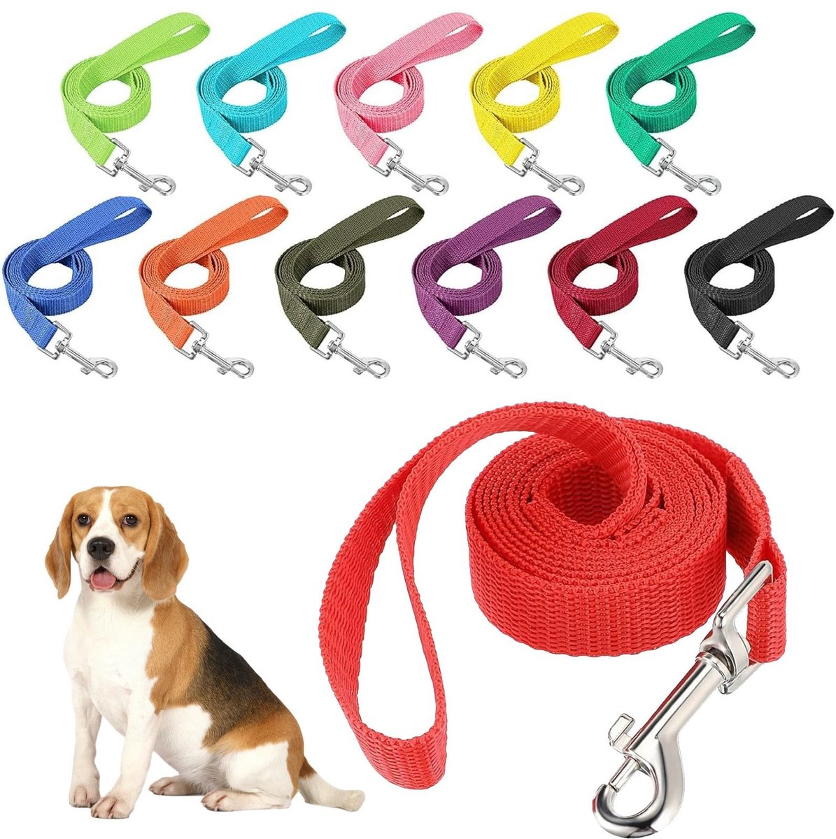 Omgoods - Lange en Duurzame Hondenriem 1,5m - Verstelbare Hondenleiband voor Gemiddelde en Kleine Honden
