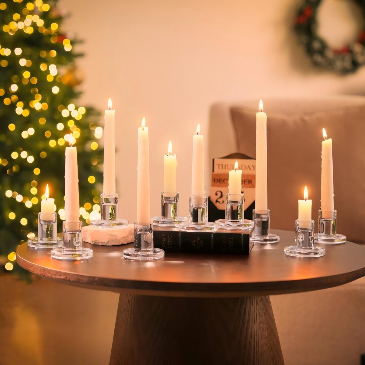 Omgoods - Set van 10 Elegante Glazen Kaarsenhouders voor Tafeldecoratie