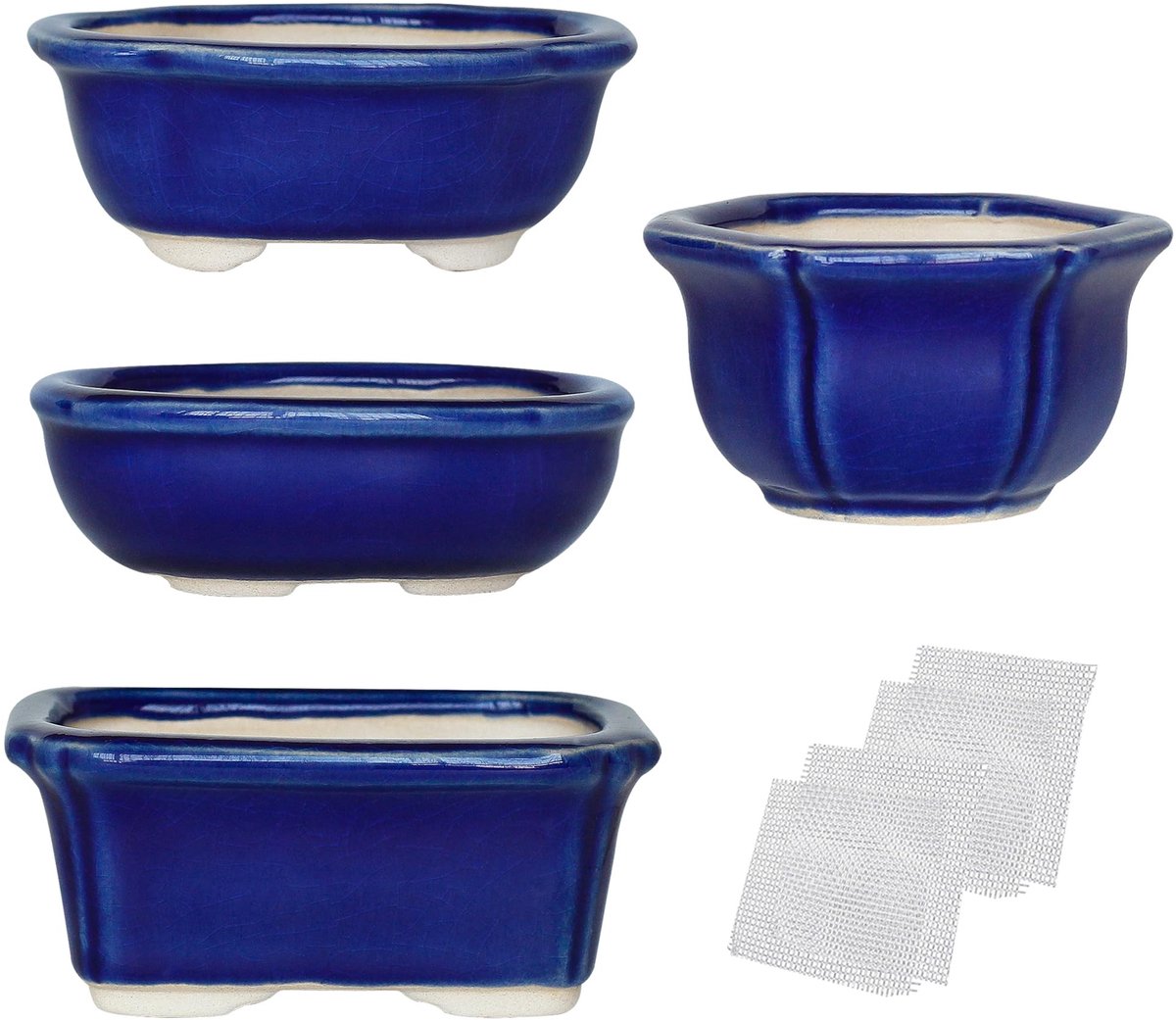 Omgoods - Set van 4 Mini Glazuur Potten voor Bonsai en Succulenten