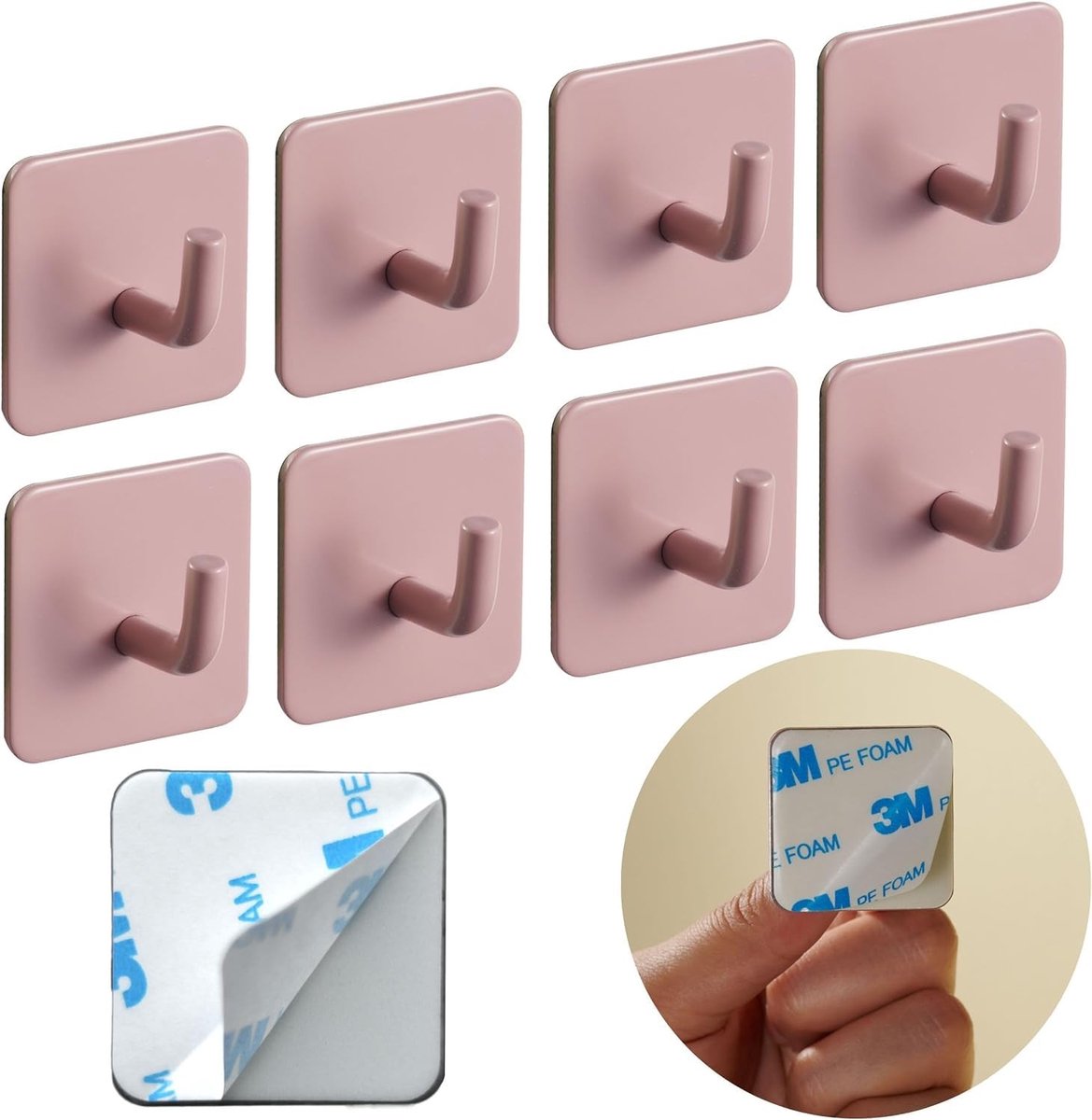 Omgoods - Set van 8 Zelfklevende Kinderkledinghaken Roze