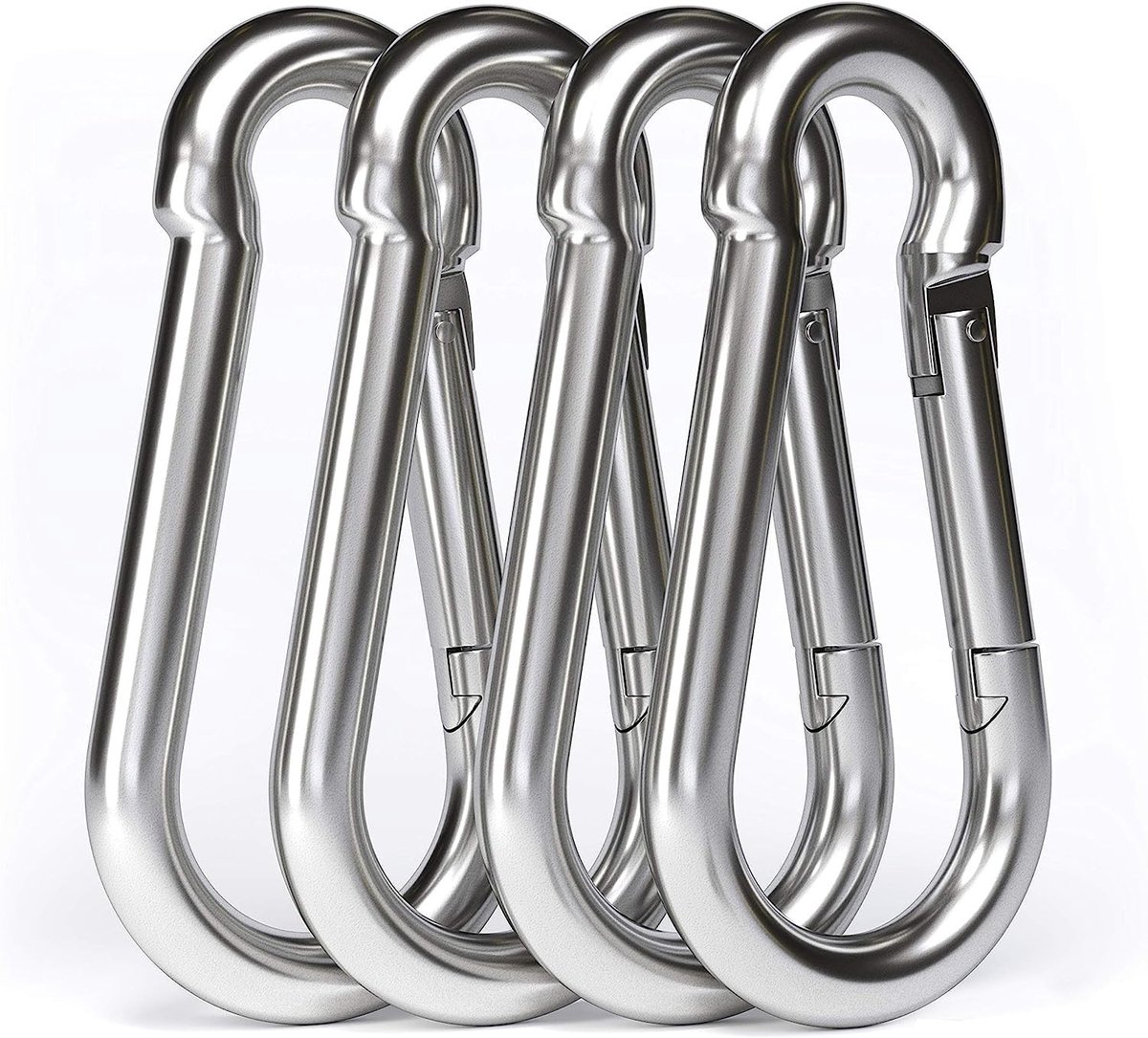 Omgoods - Set van 4 Roestvrijstalen Carabiners, Stevige D-vormige Haken voor Diverse Toepassingen