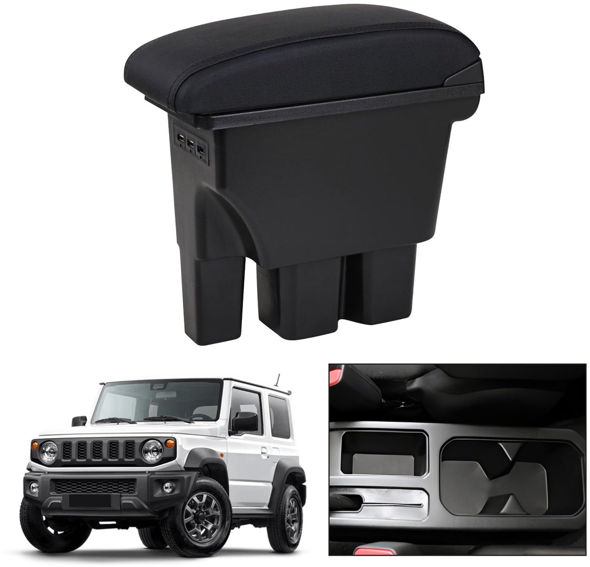 Omgoods - Dubbel Laags Armsteun voor Suzuki Jimny met USB Poorten