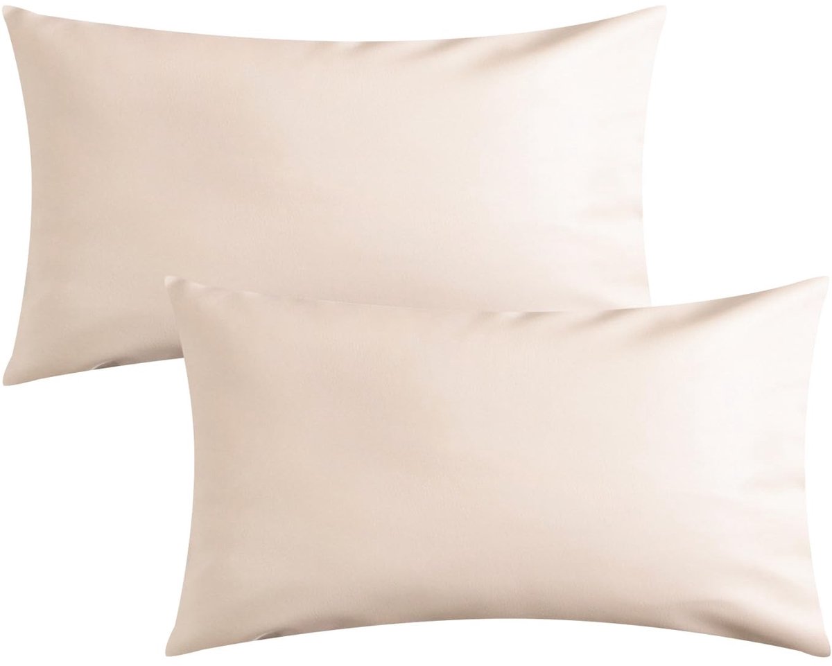 Omgoods - Set van 2 Faux Leather Kussenhoezen - Handgestikt, Wit 30x50cm