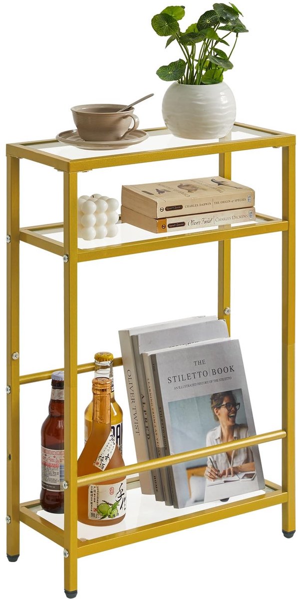 Omgoods - Glazen Eindtafel voor Kleine Ruimtes met Opbergplank