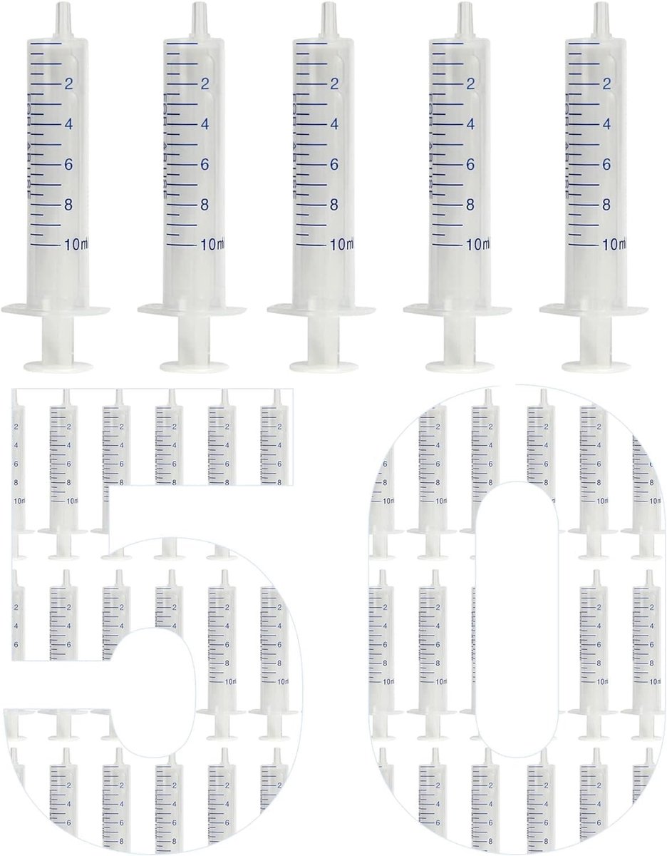 Omgoods - 10ml Plastic Spuiten zonder Naald, 50 Stuks