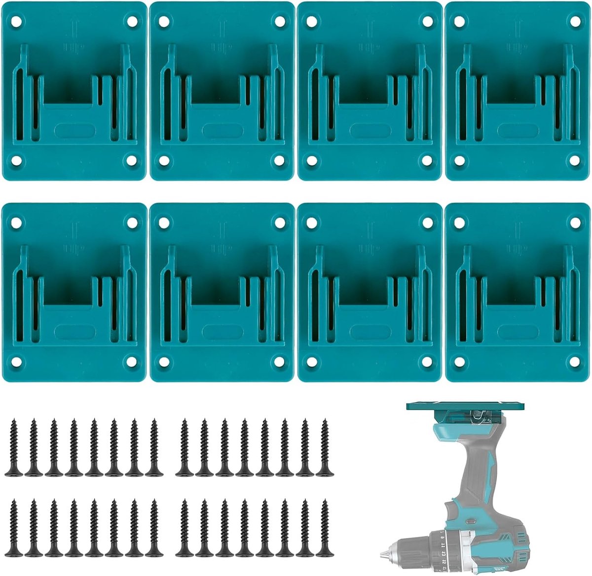 8 Stuks Wandhouder Muurbevestiging Gereedschapshouders Voor Makita 18v,Gereedschap Muurbevestiging Batterij Houder Met 32 Schroeven,Elektrisch Gereedschap Boor Houder Machine Workshop Opslag