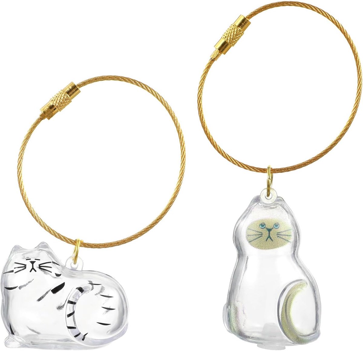 2 stuks kattenhaar sleutelhanger, sleutelhanger voor dierenharen | Transparante acryl creatieve kattenhaar sleutelhanger voor het verzamelen van dierenharen, herinneringen