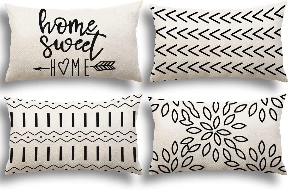 Kussenhoezen 30x50 cm - Linnen Set van 4 - Decoratief voor Sofa en Bed - Comfortabele Kussens - SnelShoppen
