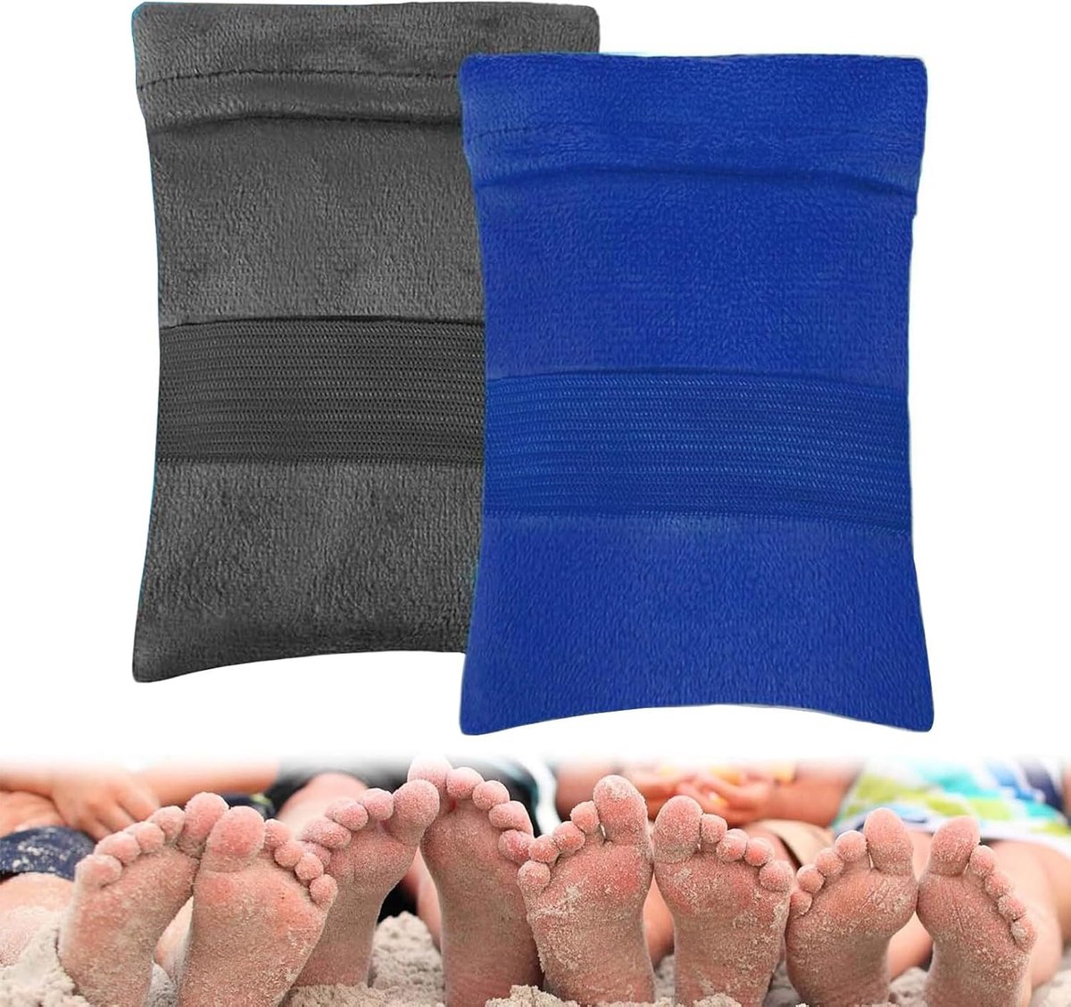 Set van 2 zandverwijderingszakken voor het strand, poederzakken, zandverwijderingsborstel, strandvakantie, campingbenodigdheden (zonder talk)