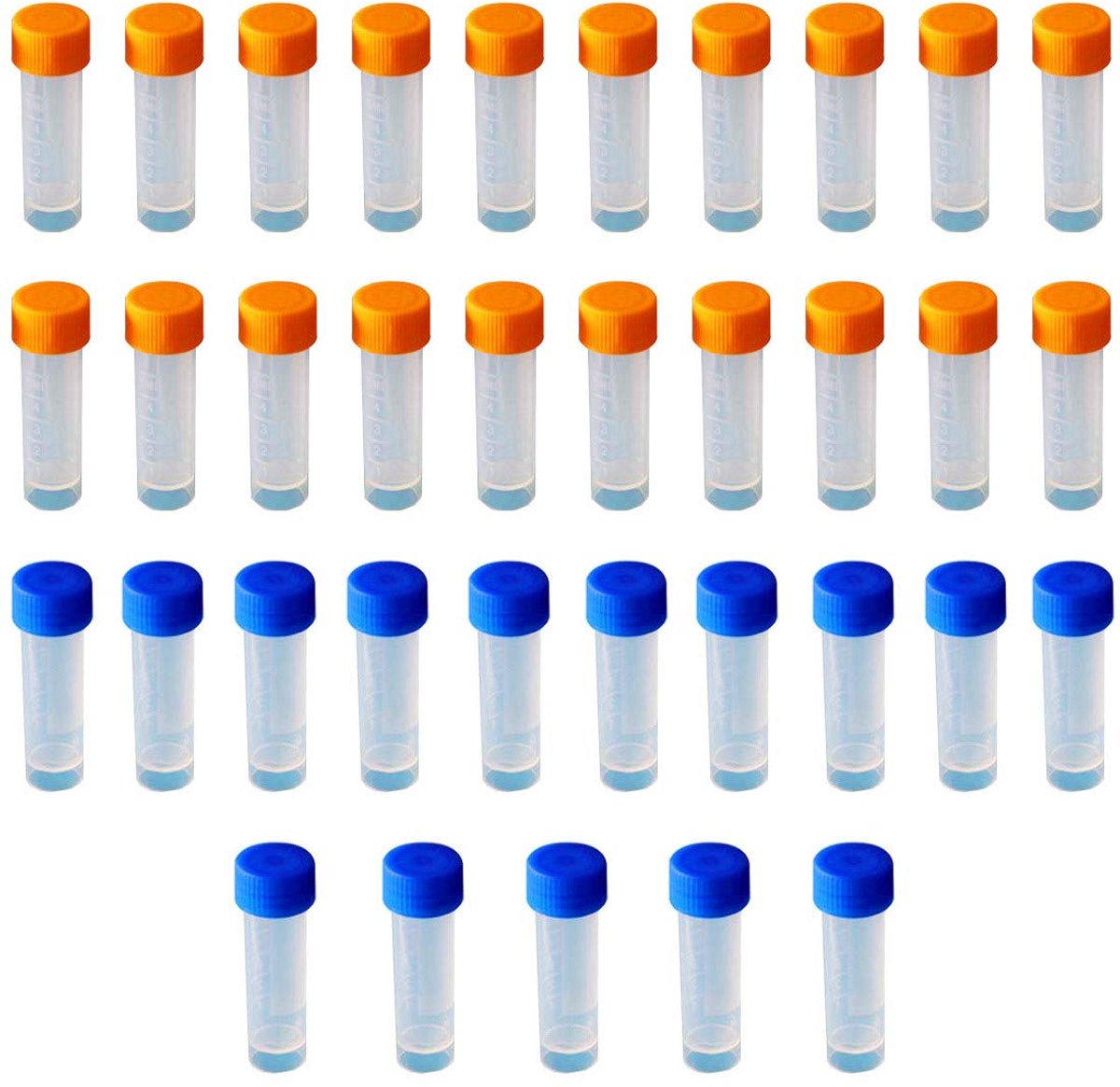 35 stuks 5ML kunststof buisjes met deksel, afgesteld met markeringen en overworpmutter voor laboratorium, kunststof cryobuisjes reageerbuis monster reageerbuisjes monsterbuisjes proefbuisje