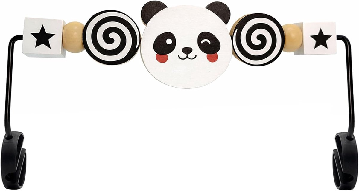 speelgoed voor babywipper, Compatibel met BabyBjorn wipstoel Balance Soft & Bliss, Draaibare houten speelboog voor baby's, Sensorisch ontwikkelingsspeelgoed (Zwart-witte panda)