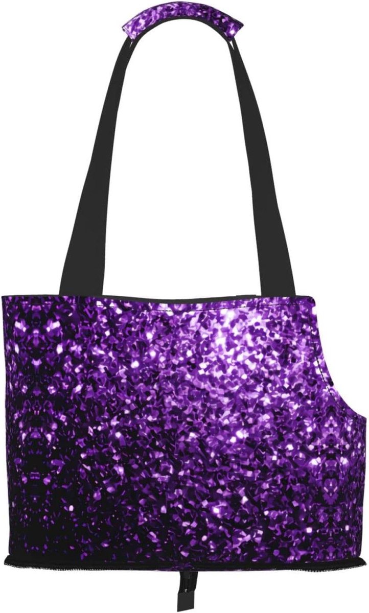 Huisdierdrager Tas - Kattendrager Hondentas - Reizen met Huisdier - Glitterprint Ontwerp - 33 x 15.5 x 26 cm - Paars