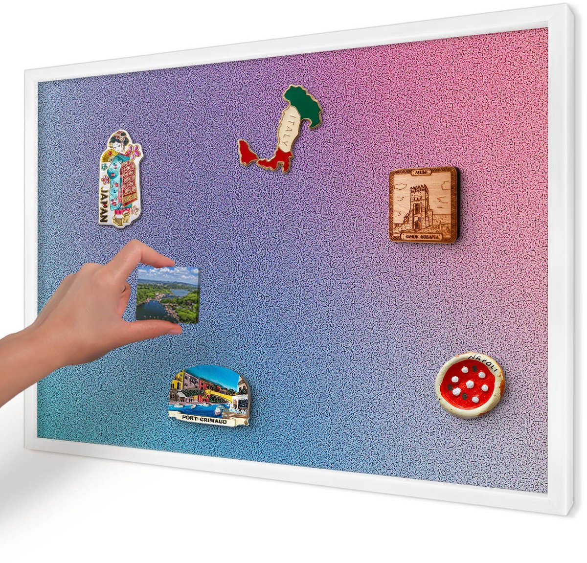Artprintcave Paars Magneetbord mit Witte Lijst - 60x40 cm - Kleurrijk Verloop Magnetisch Bord - Abstract Magneetbord Voor Keuken - Abstractie