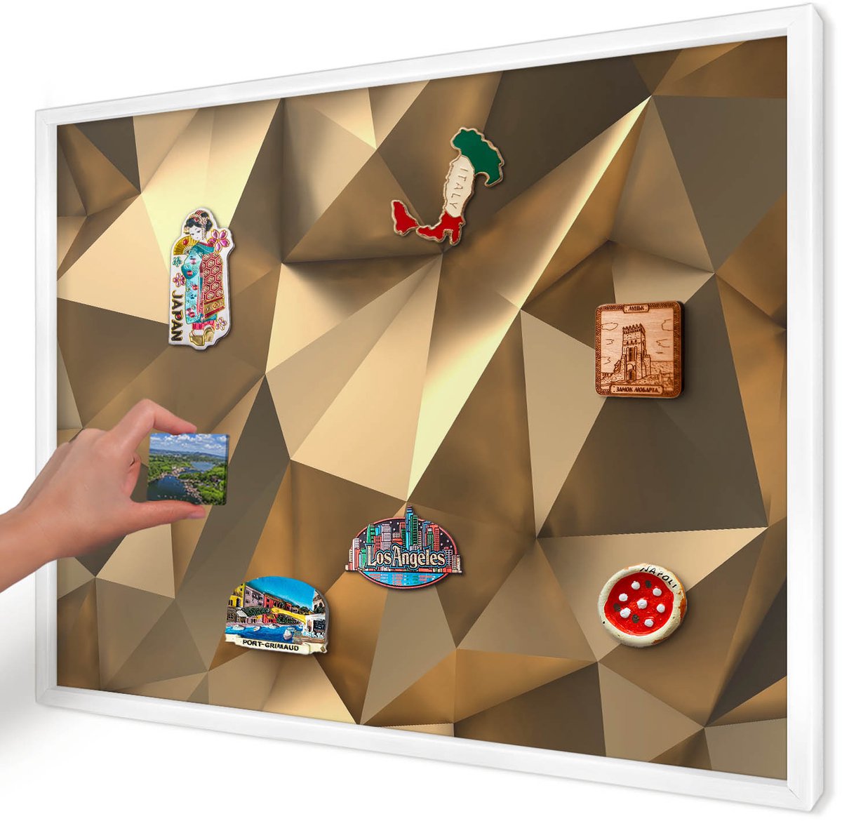 Artprintcave Bruin Magneetbord mit Witte Lijst - 70x50 cm - Warme Geometrie Notitiebord - Geometrische Bord Voor Magneten - Geometrische