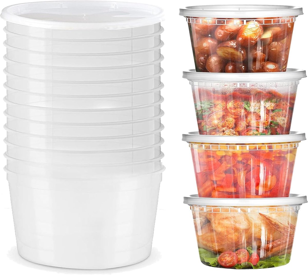 SnelShoppen - 12 Sets Deli Containers 1800ml - Plastic Bewaardozen met Deksel - BPA-vrij, Herbruikbaar, Lekvrij, Vaatwasmachine, Magnetron en Vriezer