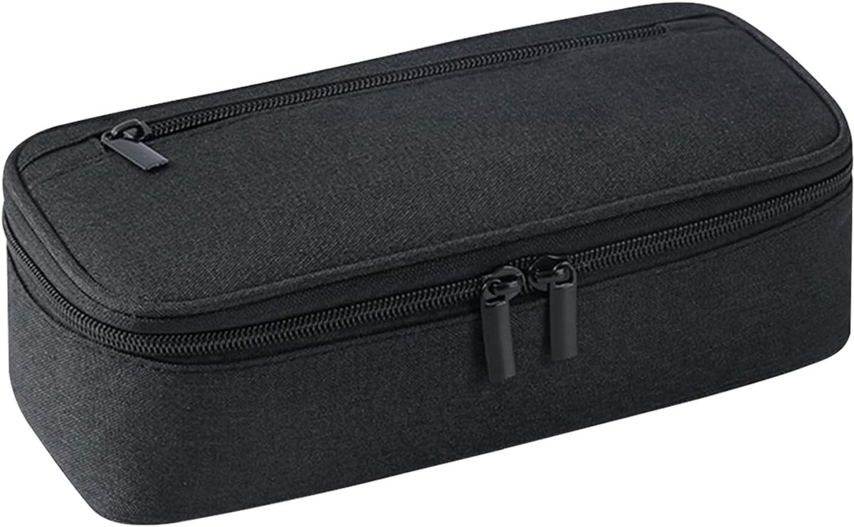 SnelShoppen - Grote Pennenhouder met Rits, Multifunctionele Zipper Pouch voor Kantoor, Ruime Tas met Vakken voor Jongens, Meisjes en Tieners (Zwart)