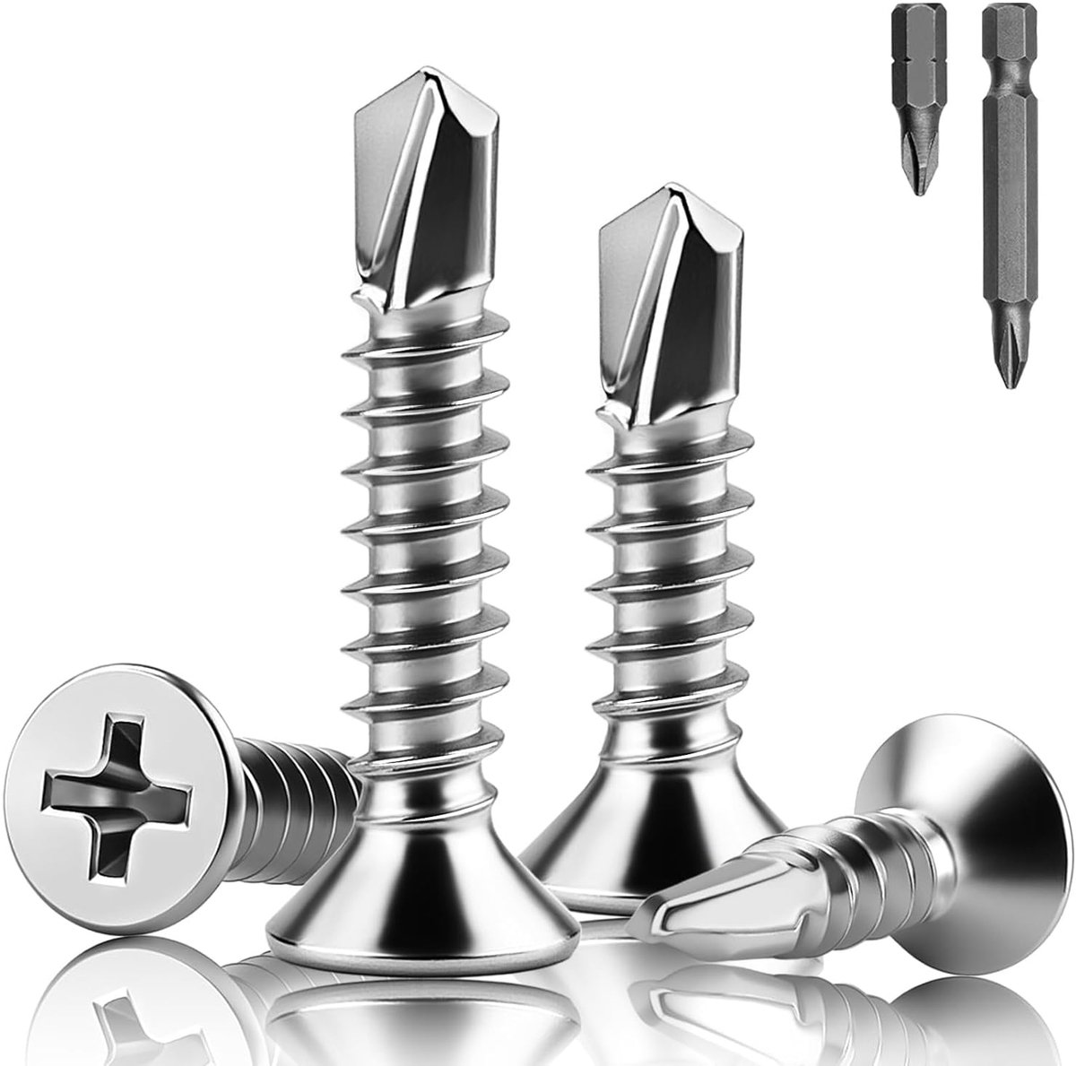 SnelShoppen - 200 Stuks Zelftapper Schroeven M4.2x25mm, Zelfsnijdende Schroeven van 410 RVS, Conische Kop, Kruiskop, Voor Metalen Toepassingen, Duurza