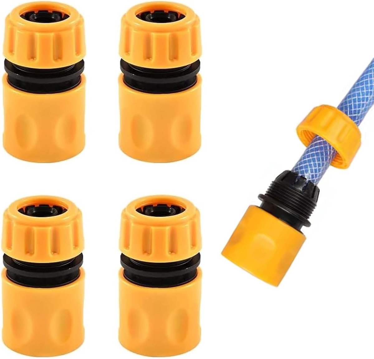 SnelShoppen - 4 stuks Slangverbinders 1/2 inch Slangaansluiting en Slangkoppeling Snelkoppeling voor Tuinslang en Waterpistolen, Ideaal voor Tuin en B