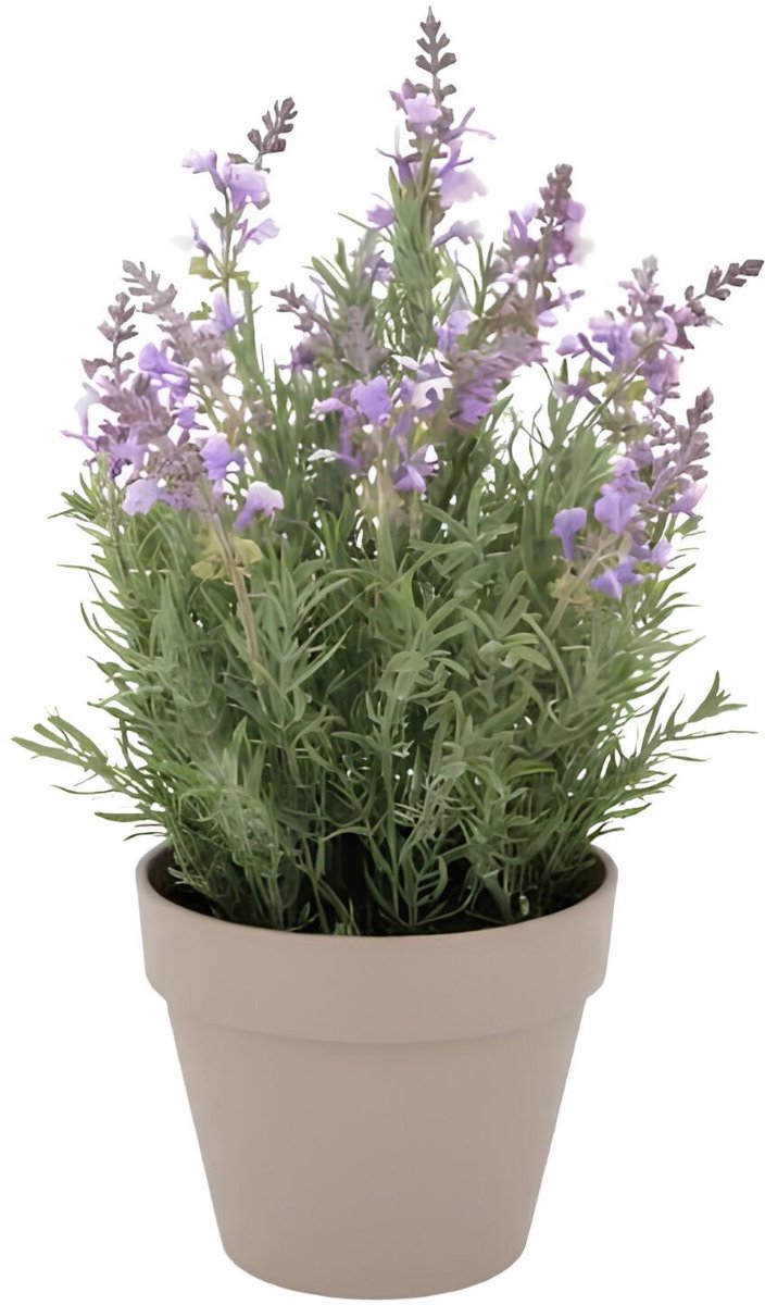 DK Design Lavendel kunstplant - in terra pot - paarse bloemen - D32 x H53 cm - bloemetjes - decoratie
