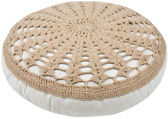 Stof Textile Vloerkussen Mekong - rond - beige - katoen - 45 x 8 cm - Extra dik grond zitkussen / matraskussen Stof Textile Vloerkussen Mekong - rond - beige - katoen - 45 x 8 cm - Extra dik grond zitkussen / matraskussen