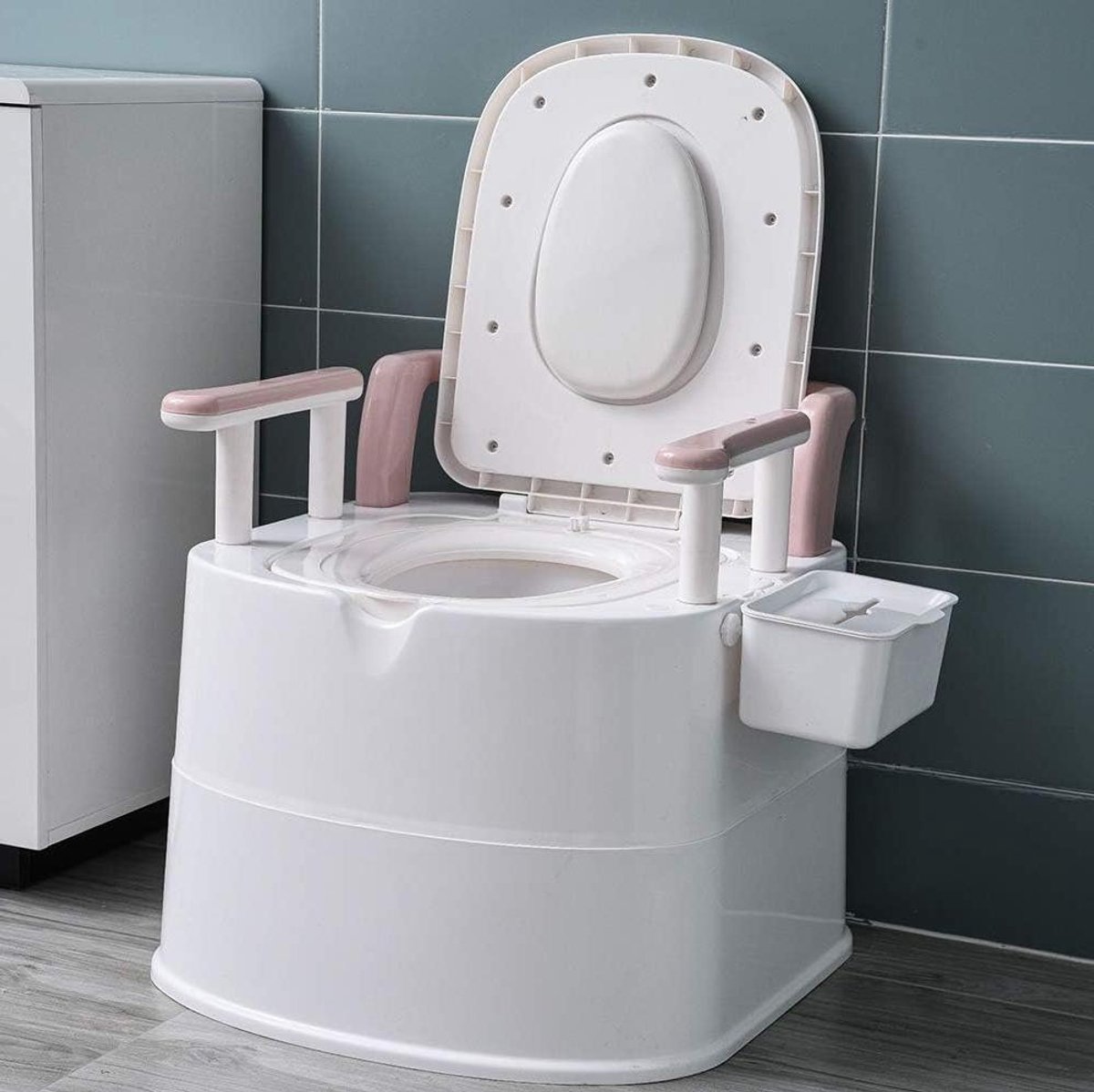 Draagbaar Toilet - Mobiel Toilet Kampeer - Buitenactiviteiten - Met Armleuningen Tissuedoos - 1.0 Aantal - Roze