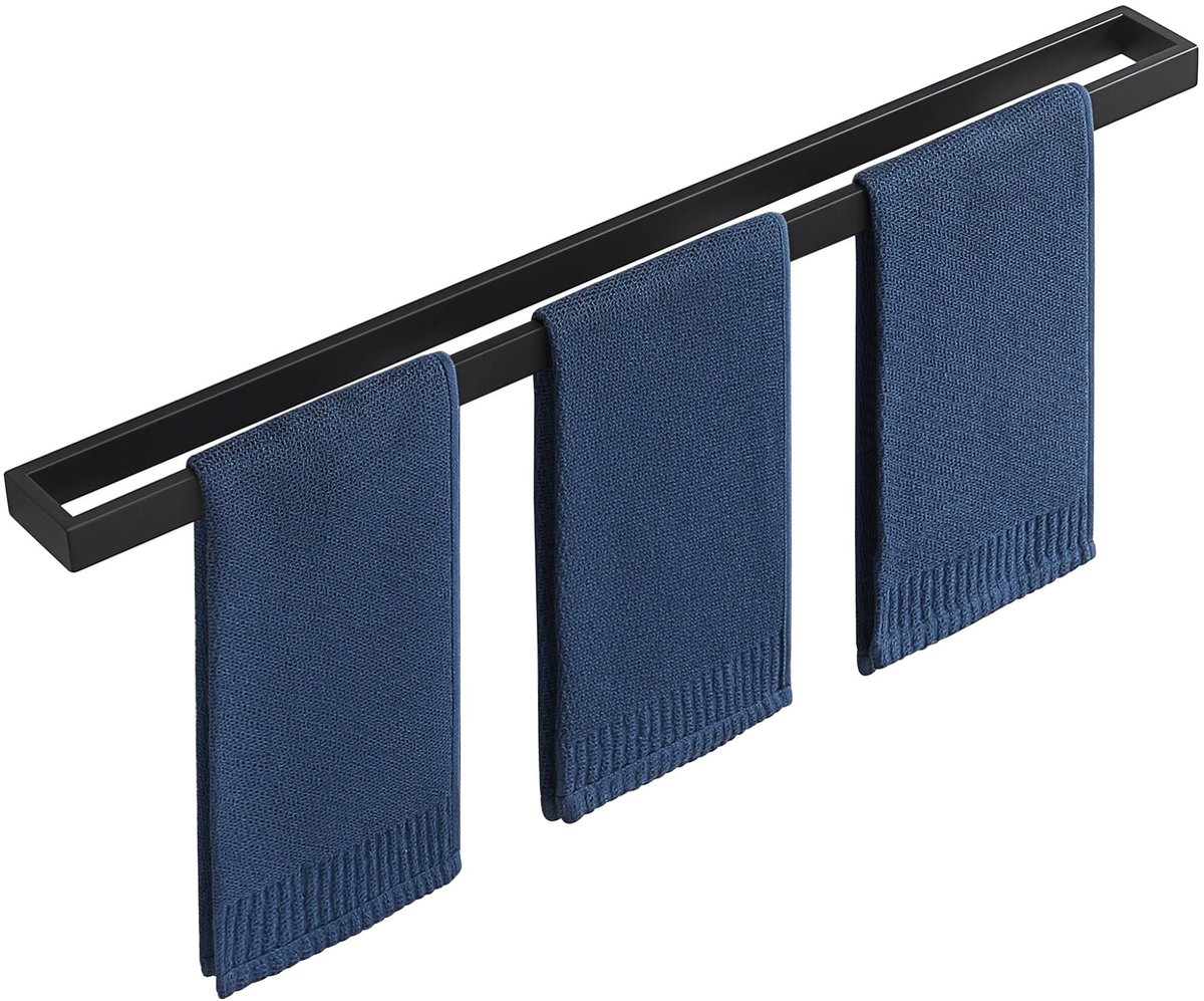 Omgoods - Handdoekhouder RVS - Mat Zwart 80 cm - Wandmontage