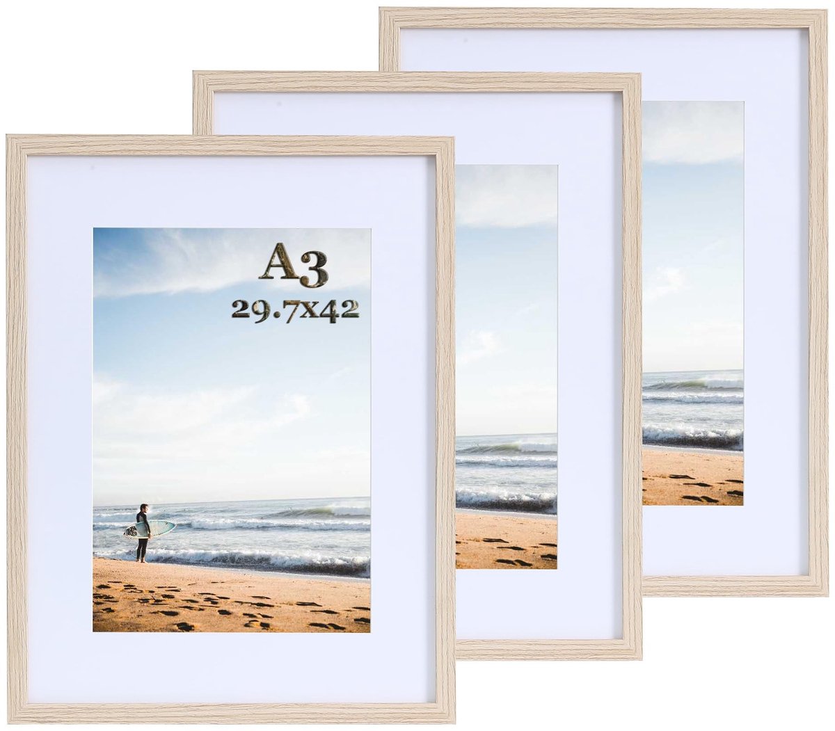 Omgoods - A3 Fotolijst 3-Pack - Houten Lijsten Voor A4 Foto's