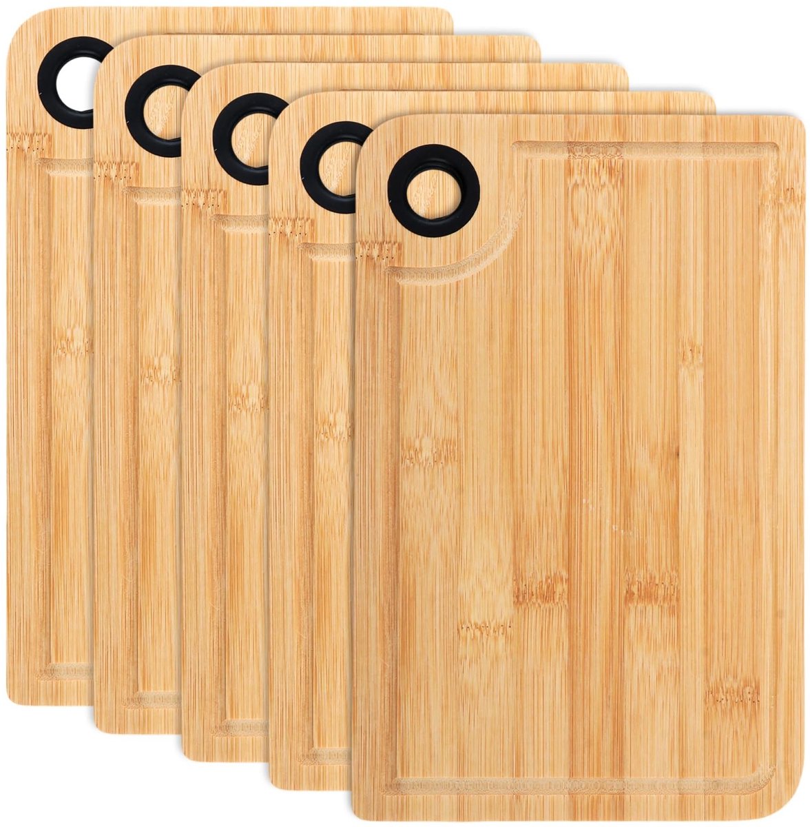 Omgoods - Set van 5 Bamboe Ontbijtplankjes 28x18 cm